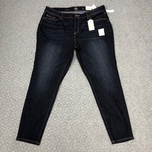 St Johns Bay Skinny Jeans Womens 20W Blue Dark Skies Mid Rise Stretch Denim Norm